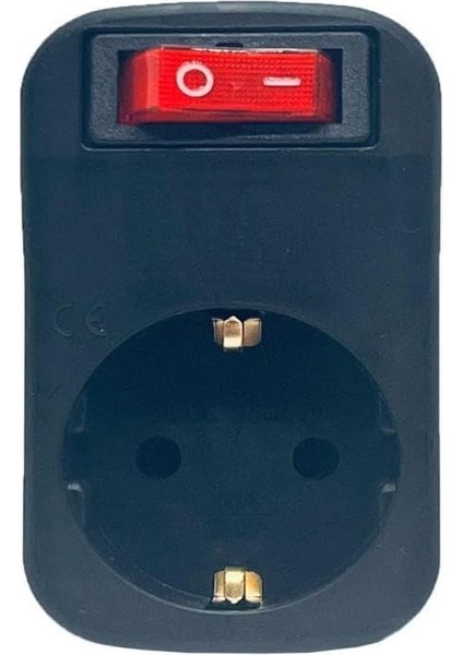 Tekli Siyah Anahtarlı Akım Korumalı Fiş Priz - Şok Korumalı Priz