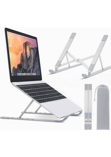 Katlanabilir Laptop – 6 Kademe Yükseklik Ayarlı, Ergonomik Dizüstü Bilgisayar Yükseltici, Kaymaz Silikon Tabanlı, Taşınabilir Laptop Sehpası – Tüm Modellerle Uyumlu