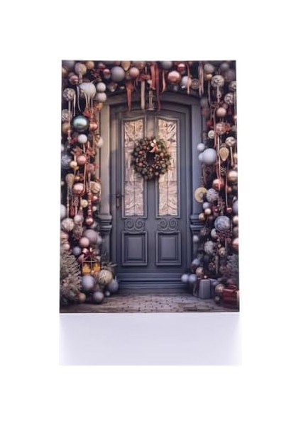Kartpostal, Yılbaşı, Yılbaşı Topları ile Süslü Kapı, 12X17 cm 6 Adet fiyatları