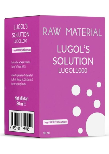 Raw Material Lugol Solüsyon 1000 Iyot Damlası 30 ml