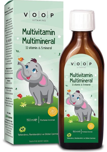 Voop Multivitamin Multimineral Portakal Aromalı Şurup 150 ml