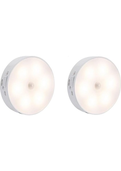 2 Adet Sensörlü 8 Ledli USB Şarjlı Beyaz LED Işık On/auto/off Modlu Dolap Içi, Koridor