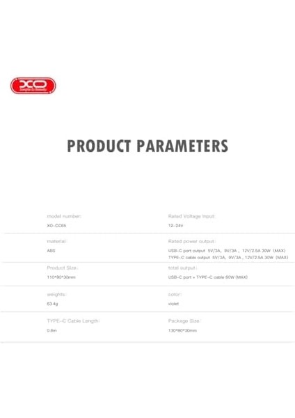 Xo Is Beauty 60W Tpye-C Araç Şarj Cihazı, 30W Usb-C Çıkışlı, 30W Geri Çekilebilir Type-C Kablolu, Hızlı Şarj, Akım Korumalı, Kompakt Tasarım, Dayanıklı, CC65, Gri modelleri