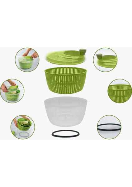 Salata Kurutucu Çok Renkli 4.4 Lt Bpa Free Plastik Yuvarlak Salata ve Sebze Kurutucu fiyatları