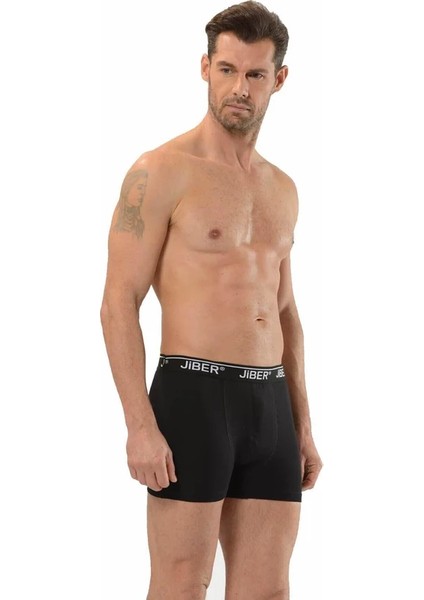 Erkek 2'li Siyah Likralı Stretch Boxer