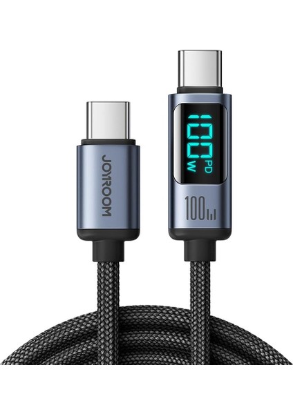 S-CC100A16 Prism Serisi 100W Tip-C'den Tip-C'ye Şarj Veri Kablosu Dijital Ekranlı, 1.2