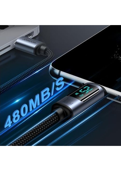 S-CC100A16 Prism Serisi 100W Tip-C'den Tip-C'ye Şarj Veri Kablosu Dijital Ekranlı, 1.2 modelleri