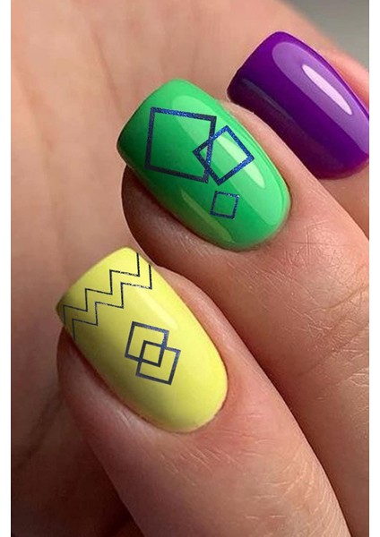 Artikel Lacivert Etnik Çizgiler Metalik Tırnak Sticker, Nail Sticker, Nail Art fiyatları