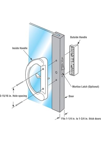C 1224 Sürgülü Kapı Kolu Seti - Eski Veya Hasarlı Kapı Kollarını Hızlı ve Değiştirin - Siyah Diecast, Gömme Stil, Anahtarsız, 3-15/16" Delik Aralığına Uyar (1 Set) modelleri