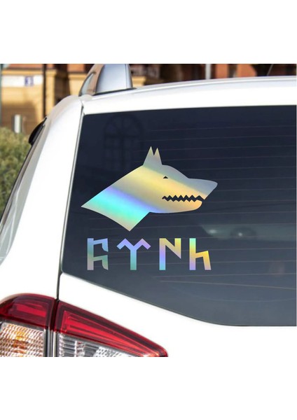 Hologramlı JanJanlı Kurt ve Göktrkçe Türk Sticker - Araba Oto Motosiklet Karavan Sticker 00261 fiyatları