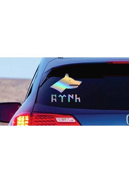 Hologramlı JanJanlı Kurt ve Göktrkçe Türk Sticker - Araba Oto Motosiklet Karavan Sticker 00261 modelleri