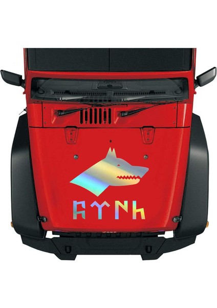 Hologramlı JanJanlı Kurt ve Göktrkçe Türk Sticker - Araba Oto Motosiklet Karavan Sticker 00261 fırsatları