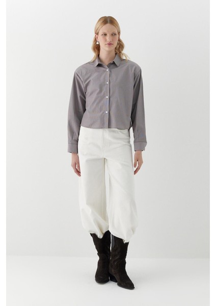 Vatkalı Çizgili Gömlek Kahverengi