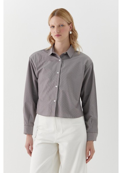 Vatkalı Çizgili Gömlek Kahverengi fiyatları