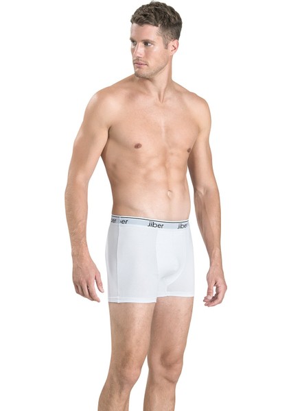Erkek 3'lü Beyaz Likralı Stretch Boxer