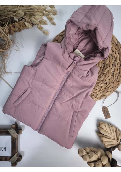 Kapşonlu Gül Kurusu Kız Çocuk Yelek fiyatları