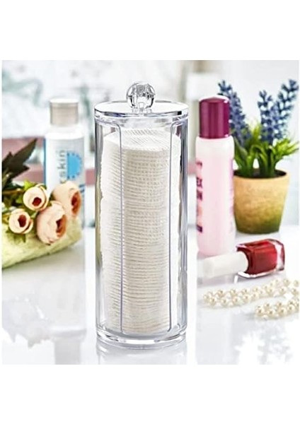 Lirazon Disk Pamukluk, Şeffaf Pamuk Organizeri, Kapaklı Makyaj Pamuğu Kutusu