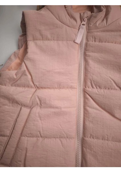 Kapşonlu Pudra Kız Çocuk Yelek modelleri