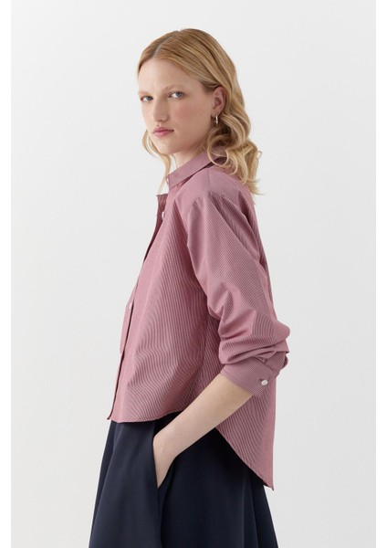 Vatkalı Çizgili Gömlek Kırmızı modelleri