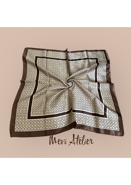 Kahverengi Desenli Fular 90 x 90