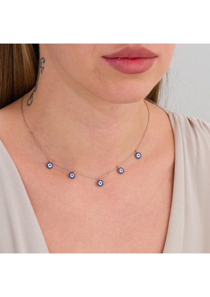 Nazar Boncuklu Şans Gümüş Kolye