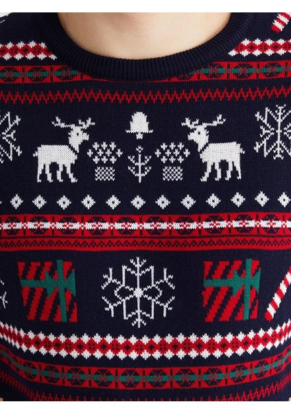 Bisiklet Yaka Yılbaşı Temalı Erkek Triko Kazak (W5) modelleri