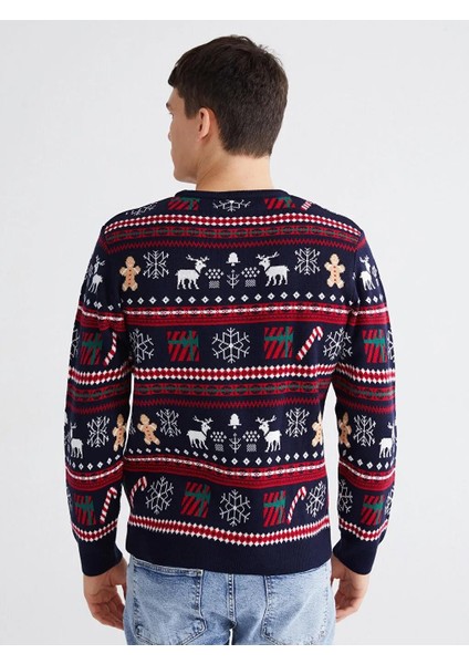 Bisiklet Yaka Yılbaşı Temalı Erkek Triko Kazak (W5) fırsatları