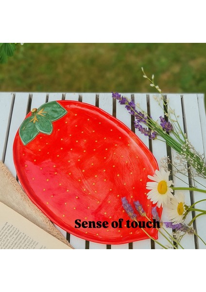 Çilek Sunum Tabak El Yapımı Seramik