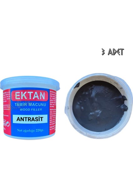 Masif ve Ahşap Tamir Macunu Antrasit 220 Gr. - 3 Adet