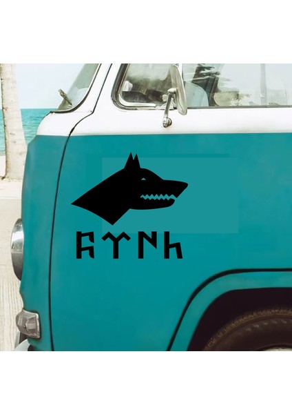 Kurt ve Göktrkçe Türk Sticker - Araba Oto Motosiklet Karavan Sticker 00261