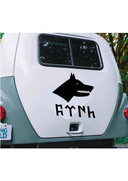 Kurt ve Göktrkçe Türk Sticker - Araba Oto Motosiklet Karavan Sticker 00261