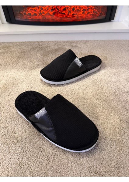 Erkek Sessiz Taban Çok Yumuşak ve Hafif Içi Yünlü Peluş Ev Terliği