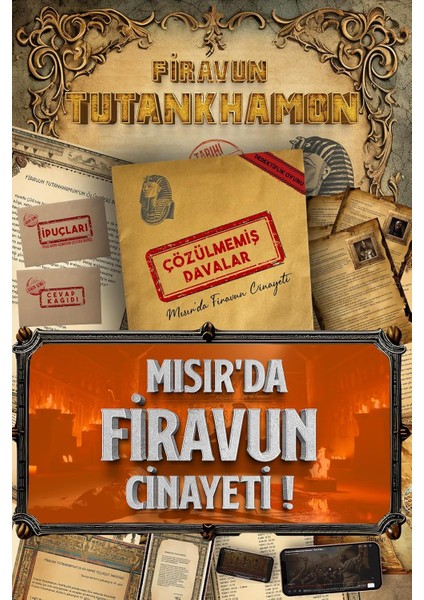 Davalar Dedektiflik Suç Çözümleme Oyunu Firavun Tutankhamon Dosyası - Gizem Bulmaca Cinayet Çözme Kutu Oyunları - Katil Bulma Oyunu - Suçlu Kim, Cinayeti Çözebilir Misin? (Dava-4)
