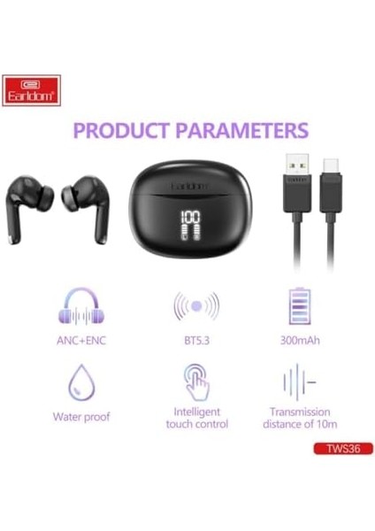 Aktif Gürültü Engelleyici Özellikli Bluetooth 5.3 Kablosuz Tws Kulaklık modelleri