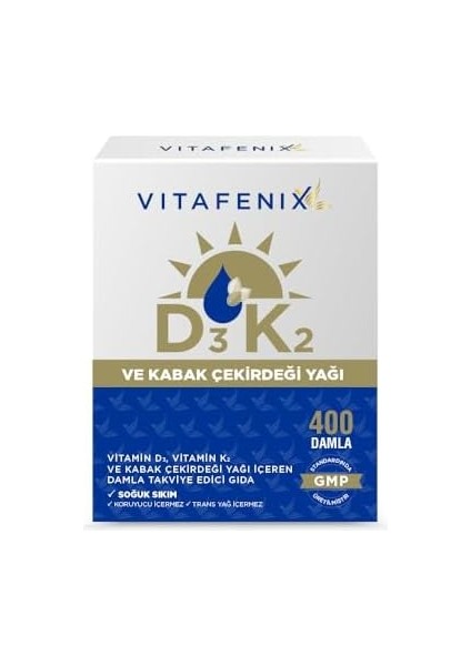 Vitafenix D3 K2 Vitamini ve Kabak Çekirdeği Yağı Içeren 1000 Iu 20 ml D3K2 Damla Takviye fiyatları