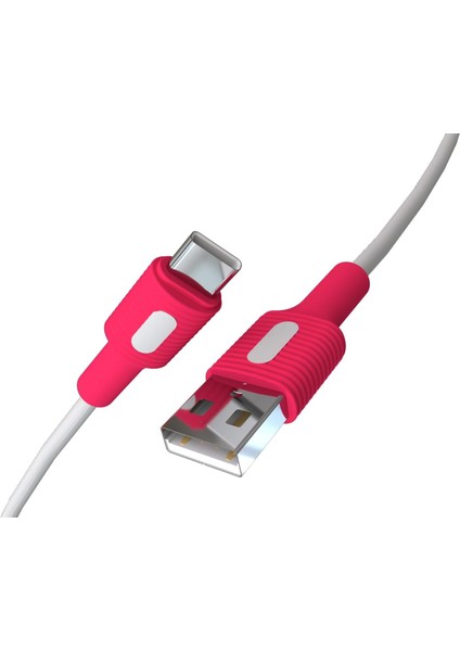 USB A-C Hızlı Şarj Kablosu (Beyaz + Beyaz/pembe Uç) (150 Cm)