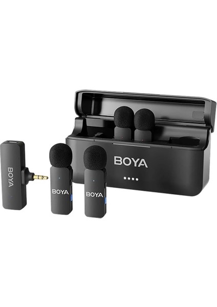 Boya By-V4 4 Kişilik Şarj Kutulu Kablosuz Mikrofon Seti - 3.5mm Trs