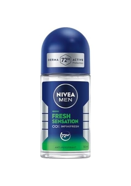 Nıvea Men Fresh Sensation Roll On Deodorant 50 Ml,72 Saat Anti-Perspirant Koruma