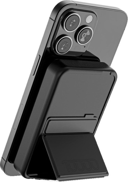 10000 Mah Powerbank + Şarj Cihazı, Teknolojisiyle Uyumlu, Dahili Stand,minimal ve Kompakt Tasarım, Renk: Siyah