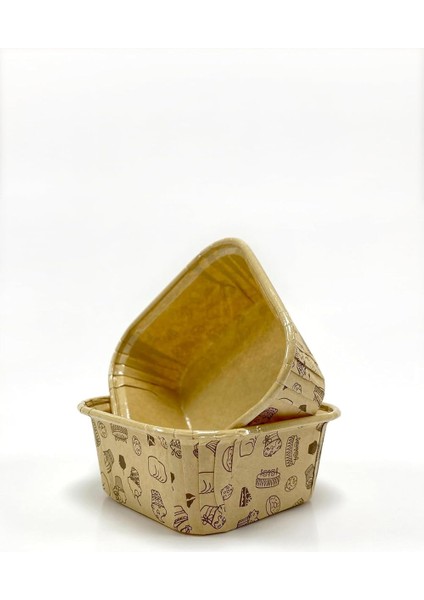 50LI Muffin Kalıbı - Kalıpları, Su Geçirmez ve Yağ Geçirmez Pişirme Kağıtları, Ev Veya Parti Için Folyo Pişirme Kek Kapları - Kare Desenli