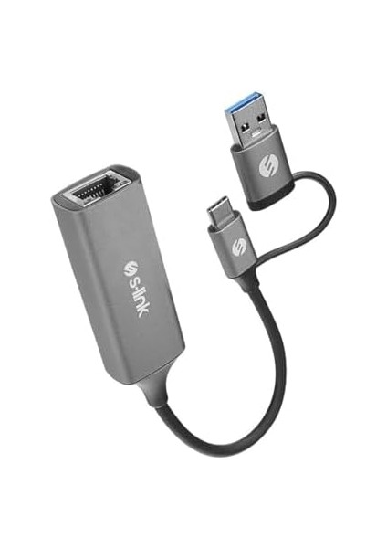 SWV-USBC029 Gri Metal Type-C + Usb3.0 Çeviricili 10/100/1000MBPS Adaptör, Usb3.0 Ethernet Çevirici, Type C Ethernet Çevirici fiyatları