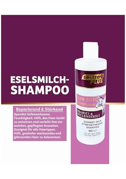 Softto Plus Saçlara Parlaklık Veren Tarama Kolaylığı Sağlayan Onarıcı Güçlendirici Eşek Sütü Şampuanı ELEG.3343 modelleri