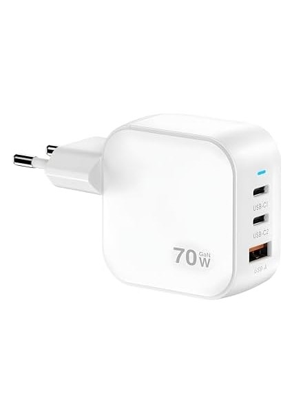 70W Hızlı Şarj Adaptörü, 3 Port (2x Usb-C + Usb-A), Akıllı Çip Korumalı, Uyumlu fiyatları