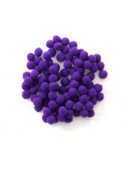Peluş Ponpon, 1.5 cm 50 Adet Mor