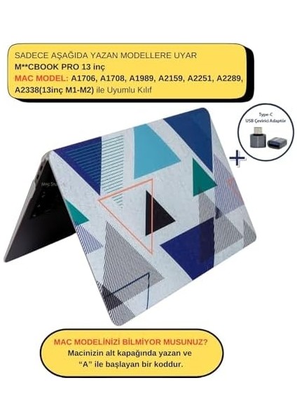 Pro Kılıf 13 Inç M1-M2 A1706-08 A1989 A2159 A2251 A2289 A2338 Uyumlu TANGRAM01NL Lacivert Mavi modelleri