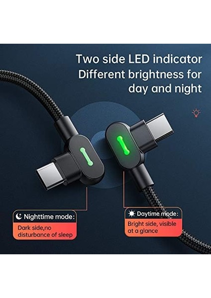 Mc Dodo L Tipi Type-C To Type-C 60W 3A 1.5m Data-Şarj Kablo Siyah modelleri