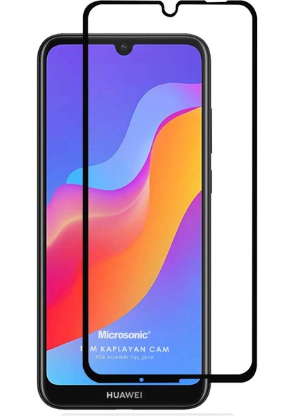 Y6S 2019 Tam Kaplayan Temperli Cam Ekran Koruyucu Siyah