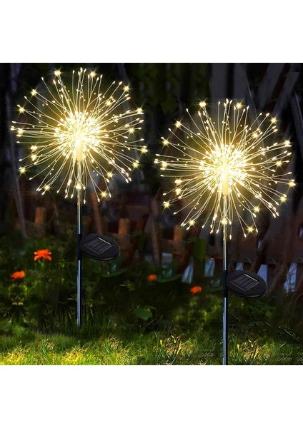 2'li 50 Tel Güneş Enerjili Bahçe Aydınlatması Solar Bahçe Dekorasyon Direk Aydınlatma Kazıklı Aydınlatma Dış Bahçeler Için Yol Aydınlatması