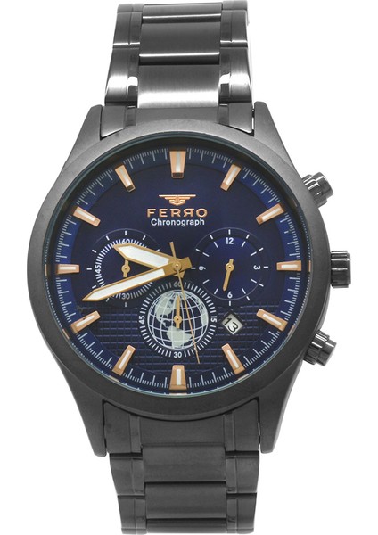 Ferro Siyah Renk Çelik Kordonlu Erkek Kol Saati TH-FM31215A-V3