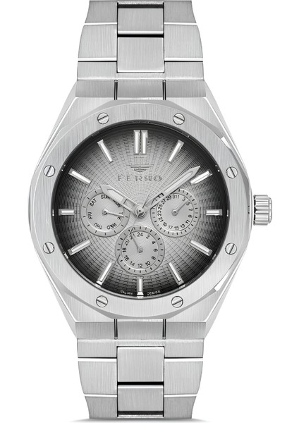 Ferro Gümüş Renk Çelik Kordon Erkek Kol Saati Fonksiyonları Aktif 3 Atm Su Geçirmez TH-FM11537AWT-A2